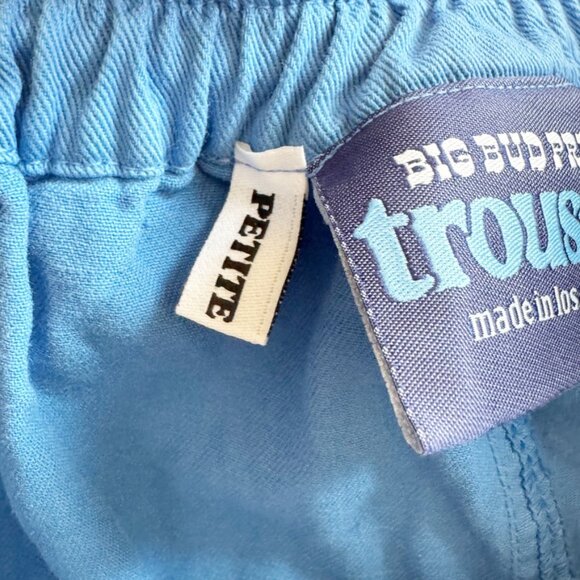 Big Bud Press Petite Trousers Blue Cotton Twill High Waist Relaxed Fit Petite M - Picture 5 of 13